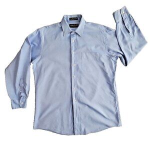 Joseph A Bank Oxford Shirt 16 1/2 x 34 Blue 100% Cotton Long Sleeve Y2K Preppy